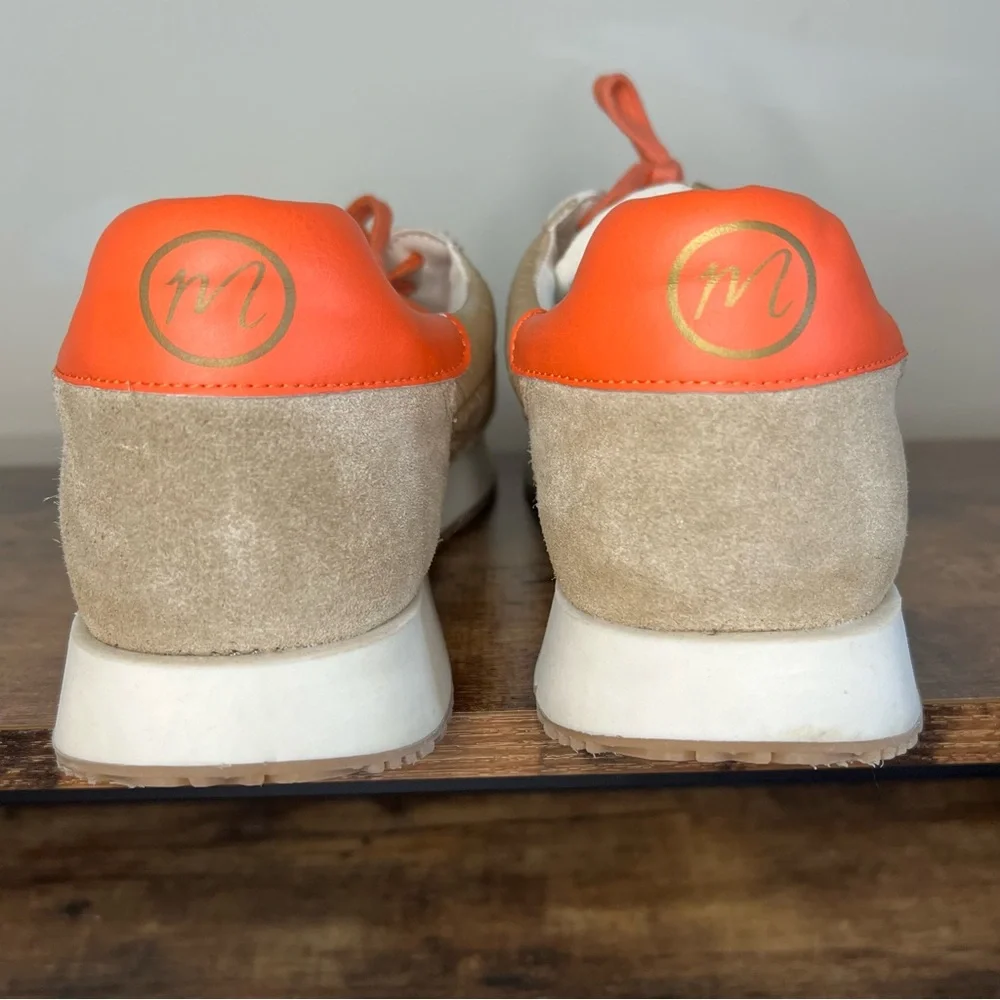 Matisse Farrah Natural/Orange Low Top Nylon Suede Padded Sneakers Women's 8
